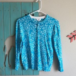 Crown & Ivy bike print cardigan